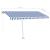 Copertină retractabilă manual autonomă, albastru/alb, 450x350cm GartenMobel Dekor