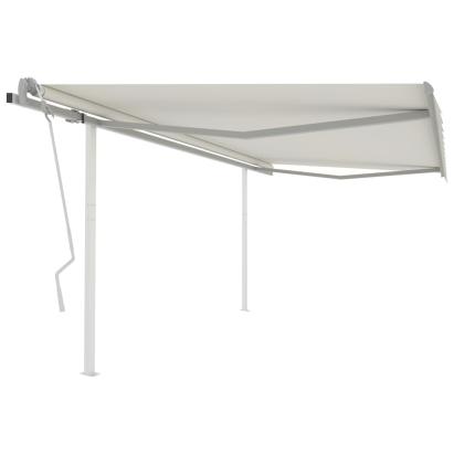 Copertină retractabilă manual, cu stâlpi, crem, 4,5x3,5 m GartenMobel Dekor