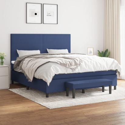 Pat box spring cu saltea, albastru, 180x200 cm, material textil GartenMobel Dekor