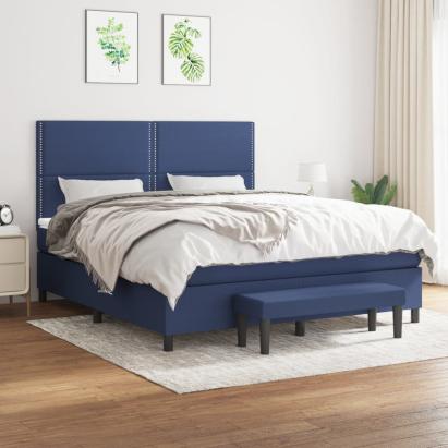 Pat box spring cu saltea, albastru, 180x200 cm, material textil GartenMobel Dekor