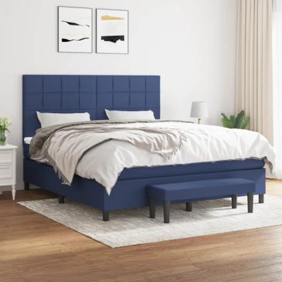 Pat continental cu saltea, albastru, 160x200cm, material textil GartenMobel Dekor