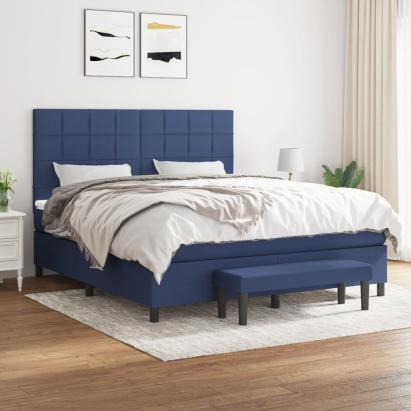 Pat box spring cu saltea, albastru, 180x200 cm, material textil GartenMobel Dekor