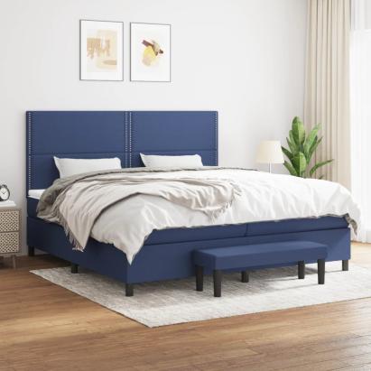 Pat box spring cu saltea, albastru, 200x200 cm, textil GartenMobel Dekor