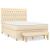 Pat box spring cu saltea, crem, 140x200 cm, textil GartenMobel Dekor