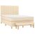 Pat box spring cu saltea, crem, 140x200 cm, textil GartenMobel Dekor