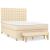 Pat box spring cu saltea, crem, 140x200 cm, textil GartenMobel Dekor
