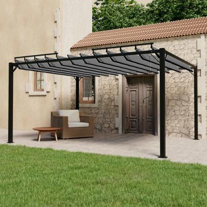 Pavilion cu acoperiș jaluzea antracit 3x4 m țesătură&aluminiu GartenMobel Dekor