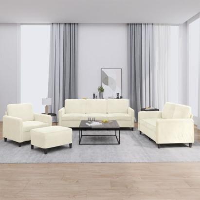 Set de canapele, 4 piese, crem, catifea GartenMobel Dekor