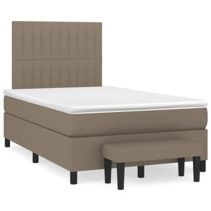 Pat box spring cu saltea, taupe, 120x190 cm material textil GartenMobel Dekor