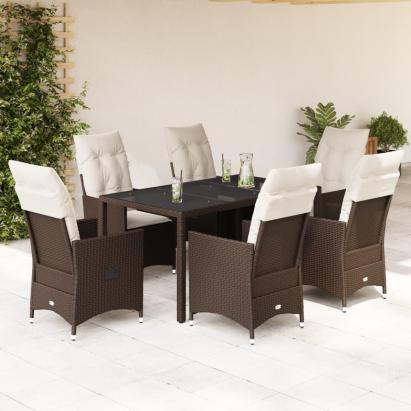 Set mobilier de grădină cu perne, 7 piese, maro, poliratan GartenMobel Dekor