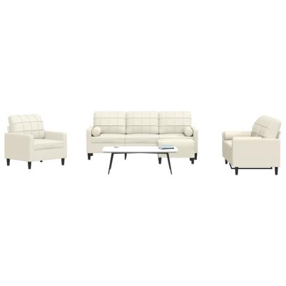 Set de canapele cu perne/rulouri, 4 piese, crem, catifea GartenMobel Dekor