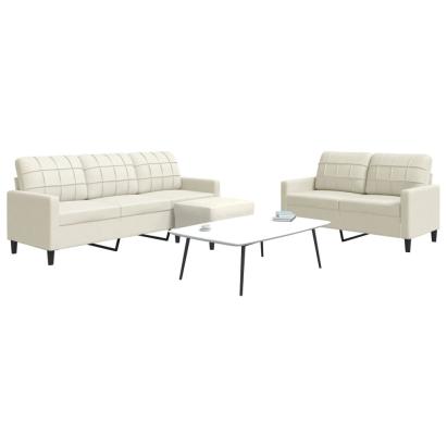 Set de canapele cu perne, 3 piese, crem, catifea GartenMobel Dekor