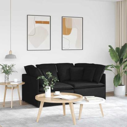 Canapea modulară cu perne, negru, textil GartenMobel Dekor