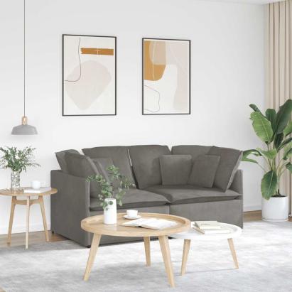 Canapea modulară cu perne, gri deschis, țesătură velur GartenMobel Dekor