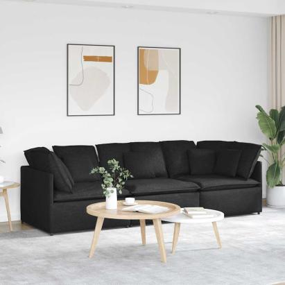 Canapea modulară cu perne, negru, textil GartenMobel Dekor