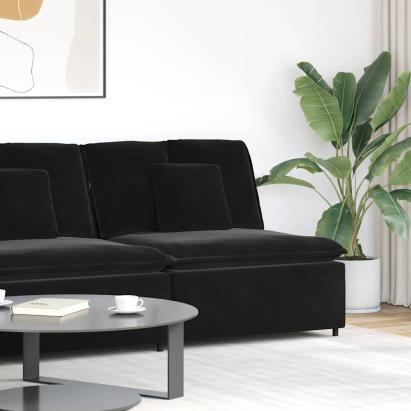 Modul central de canapea modulară cu perne, negru, 100 cm GartenMobel Dekor