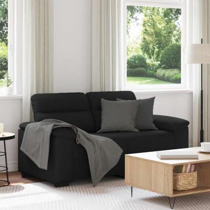 Canapea cu 2 locuri, neagră, 120 cm, material textil GartenMobel Dekor