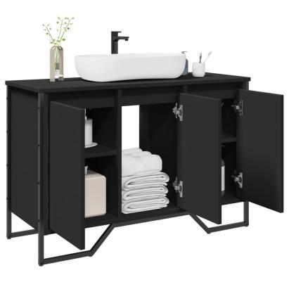 Dulap pentru chiuvetă baie, negru, 91x35x60 cm, lemn prelucrat GartenMobel Dekor