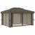 Pavilion cu perdea & șir de lumini LED, gri taupe, 4x3 m GartenMobel Dekor