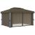 Pavilion cu perdea & șir de lumini LED, gri taupe, 4x3 m GartenMobel Dekor