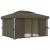 Pavilion cu perdea & șir de lumini LED, gri taupe, 4x3 m GartenMobel Dekor