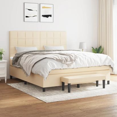 Pat continental cu saltea, crem, 180x200 cm, textil GartenMobel Dekor