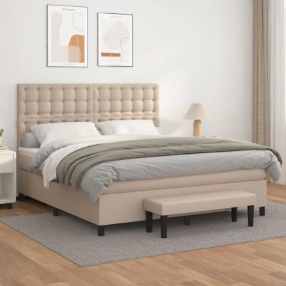 Pat box spring cu saltea, cappuccino, 180x200cm piele ecologică GartenMobel Dekor