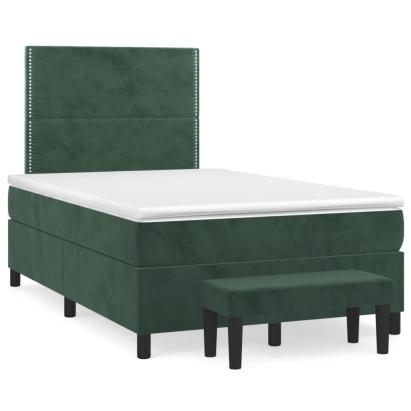 Pat box spring cu saltea, verde închis, 120x190 cm, catifea GartenMobel Dekor