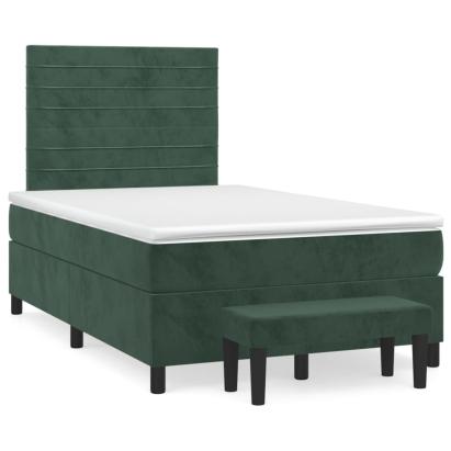 Pat box spring cu saltea, verde închis, 120x190 cm, catifea GartenMobel Dekor