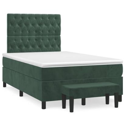 Pat box spring cu saltea, verde închis, 120x190 cm, catifea GartenMobel Dekor
