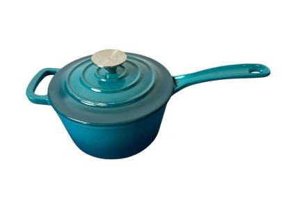 Oală Elegantă din Fontă Emailată Turcoaz 19 cm, 1,9L cu Capac Resigilat Handy KitchenServ