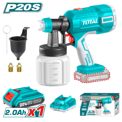 TOTAL - PISTOL DE VOPSIT - 20V LI-ION (INCLUDE ACUMULATOR SI INCARCATOR) PowerTool TopQuality