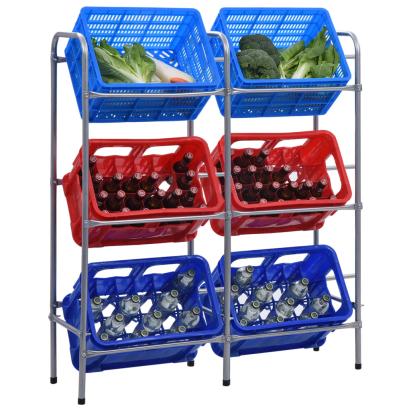 Raft de depozitare pentru 6 lăzi, argintiu, 96x33x116 cm, oțel GartenMobel Dekor
