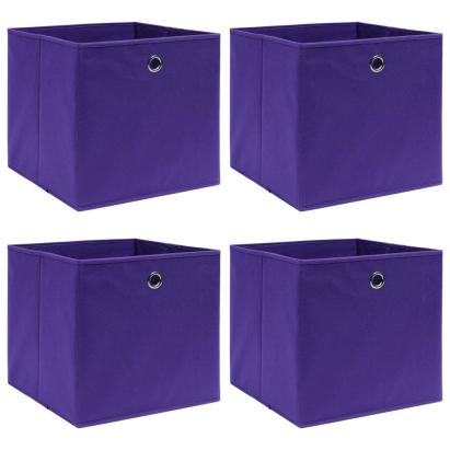 Cutii de depozitare, 4 buc., violet, 32x32x32 cm, textil GartenMobel Dekor