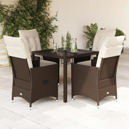 Set mobilier de grădină, 5 piese, cu perne, maro, poliratan GartenMobel Dekor