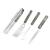 Set de 4 Ustensile pentru Gratar, Cleste, Furculita, Cutit si Spatula din Otel Inoxidabil cu Maner din Lemn