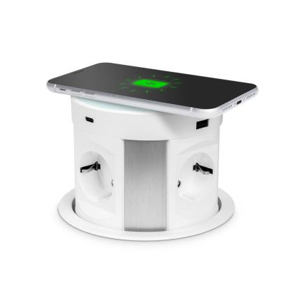 Distribuitor pop-up - 4 prize + încărcător wireless + 2xUSB + 2xType-C - alb Best CarHome