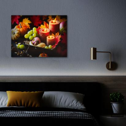Tablou LED - Lumânări și roade de toamnă - 2 x AA, 40 x 30 cm Best CarHome
