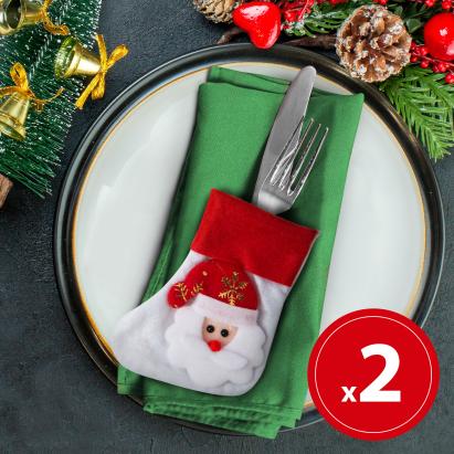 Decor tacâmuri de Crăciun - Cizmă cu Moș Crăciun - 12 cm - 2 tipuri - 2 buc./pachet Best CarHome