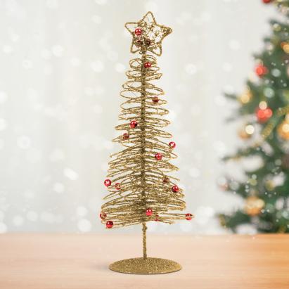 Brăduț metalic - ornament de Crăciun - 28 cm - auriu Best CarHome