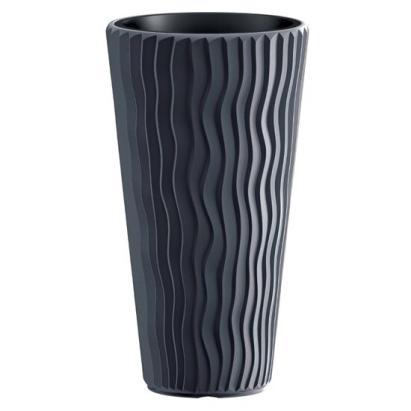 Ghiveci decorativ de flori, rotund, inalt, antracit, 11/37 L, 34.9x62 cm, Sandy Slim, Prosperplast GartenVIP DiyLine