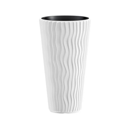 Ghiveci decorativ de flori, rotund, inalt, alb, 11/37 L, 34.9x62 cm, Sandy Slim, Prosperplast GartenVIP DiyLine