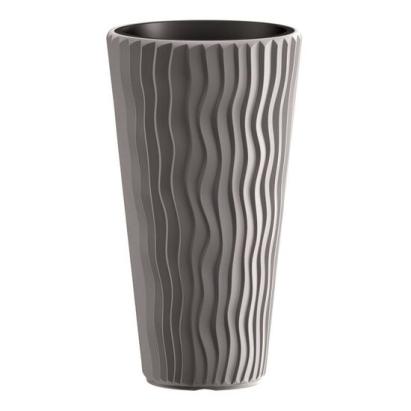 Ghiveci decorativ de flori, rotund, inalt, gri, 11/37 L, 34.9x62 cm, Sandy Slim, Prosperplast GartenVIP DiyLine