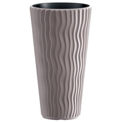 Ghiveci decorativ de flori, rotund, inalt, cafeniu, 11/37 L, 34.9x62 cm, Sandy Slim, Prosperplast GartenVIP DiyLine