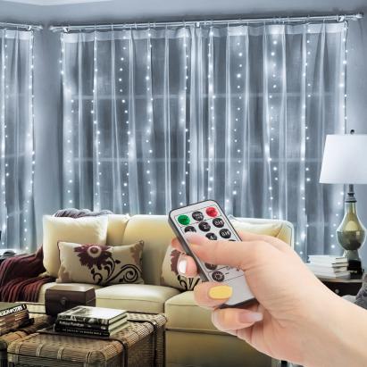Perdea luminoasă - 300 micro LEDuri - alb rece - 3 x 3 m - 230V - cu telecomandă Best CarHome