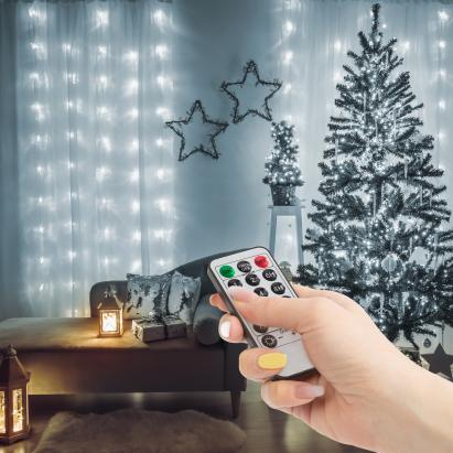 Perdea luminoasă - 100 micro-LEDuri - alb rece - 3 x 1 m - 230V - cu telecomandă Best CarHome