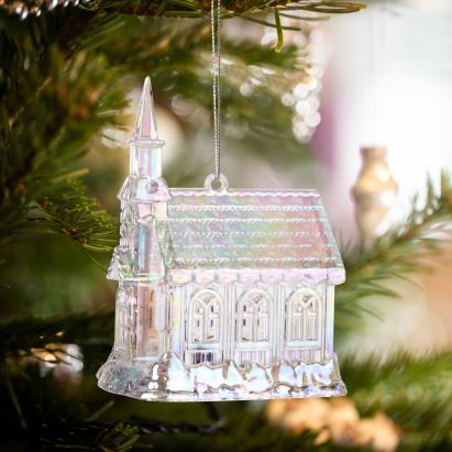 Ornament de Crăciun - biserică - acrilic - 75 x 100 x 60 mm Best CarHome