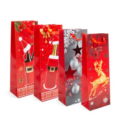 Pungă cadou pentru sticle - hartie, Craciun - 360 x 127 x 83 mm - 4 tipuri / pachet Best CarHome