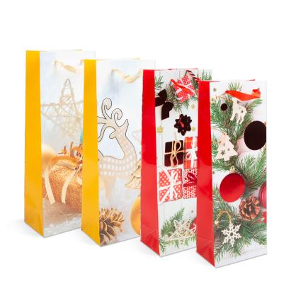 Pungă cadou pentru sticle - hartie, Craciun - 360 x 127 x 83 mm - 4 tipuri / pachet Best CarHome