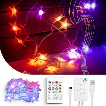 Lumină inteligentă șir - stea - USB - 25 LED-uri RGB - 5 m - Bluetooth Best CarHome